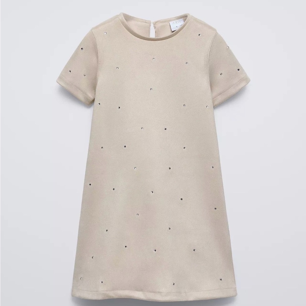 Zara Faux Cream Suede Girls Dress